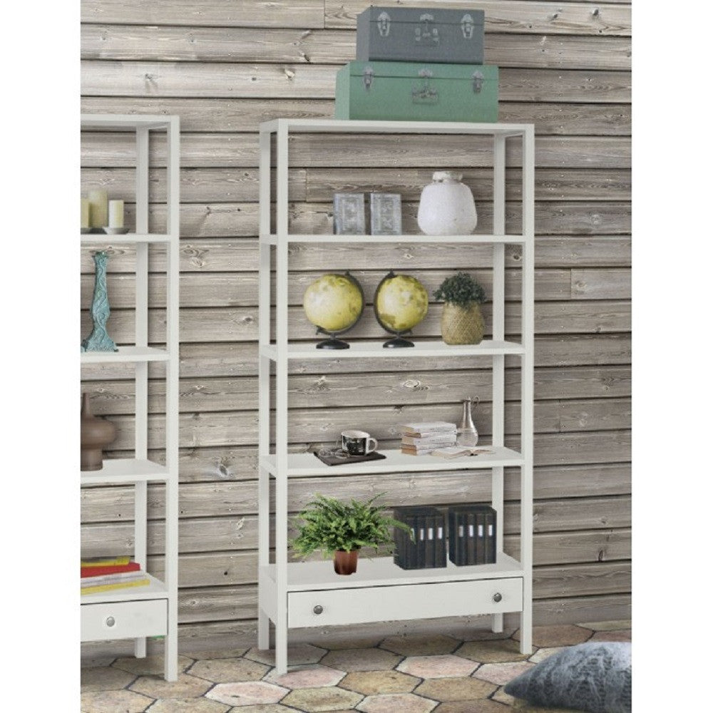 Libreria laccata bianca con cassetto  90x32x180