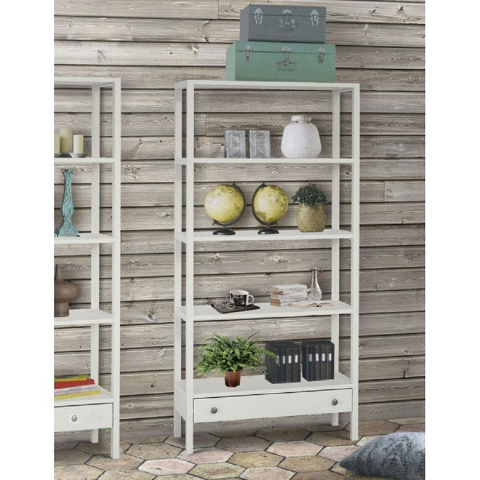 Libreria laccata bianca con cassetto  90x32x180