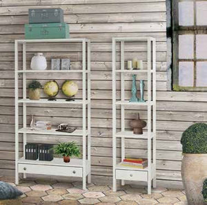 Libreria laccata bianca con cassetto  90x32x180