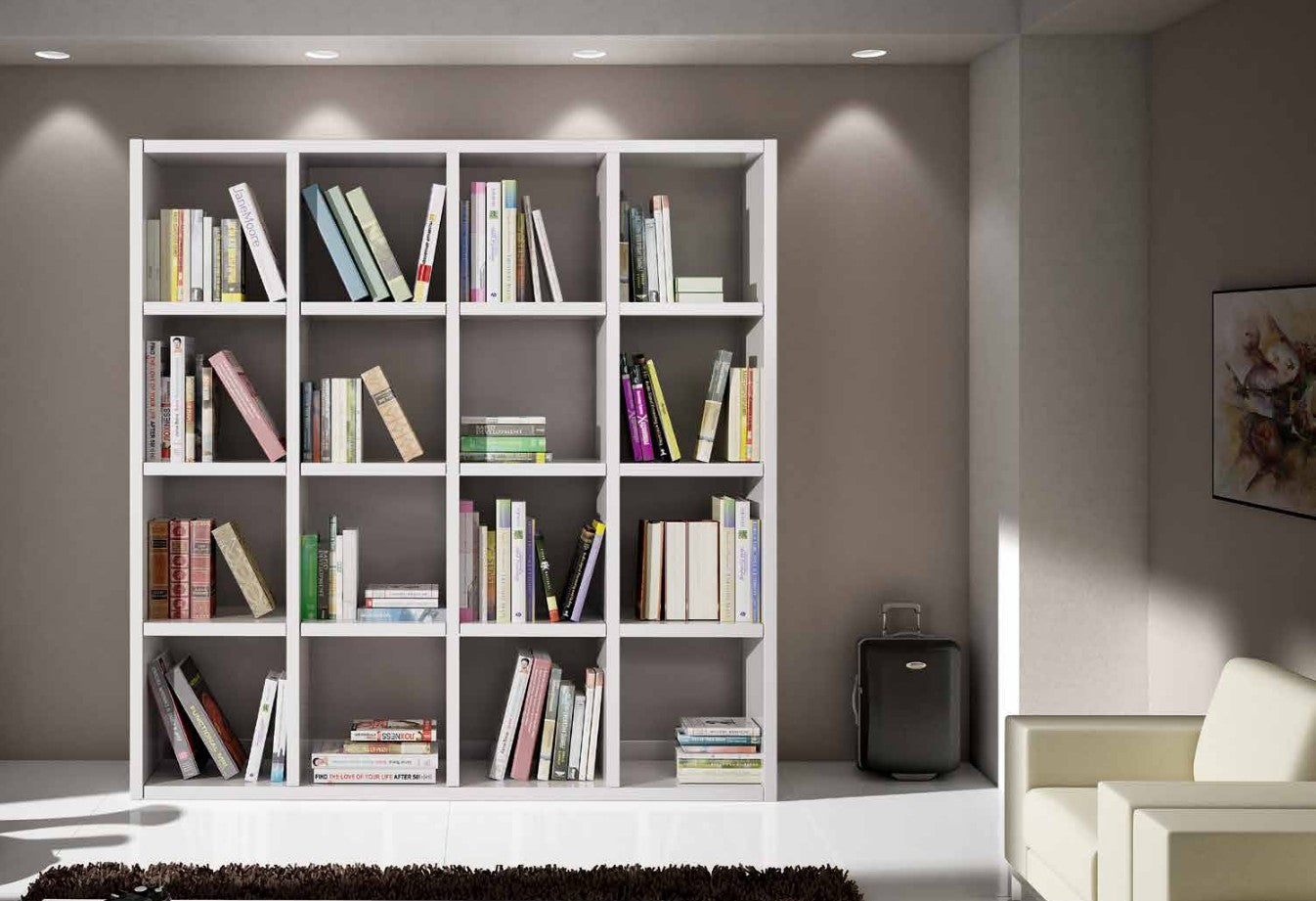 Libreria moderna laminato bianco frassino  l.175 p.30 h.175