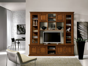 Libreria porta tv 8 porte arte povera in legno 250x60x240