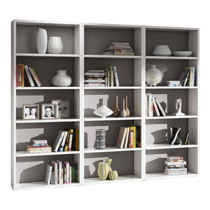 Libreria porta tv moderna bianco frassino l.267 p.30 h.218