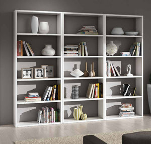 Libreria porta tv moderna bianco frassino l.267 p.30 h.218