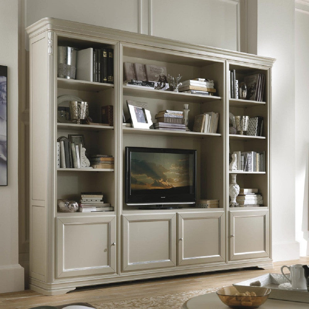 Libreria porta tv classica in legno di vari colori l.257 p.48 h.225 - Mobili 2G