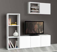 Libreria porta tv moderna bianca l.175 p.30 h.132