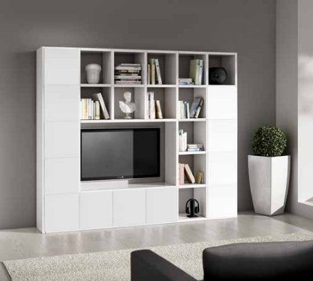 Libreria porta tv moderna frassino bianco l261 p30 h218