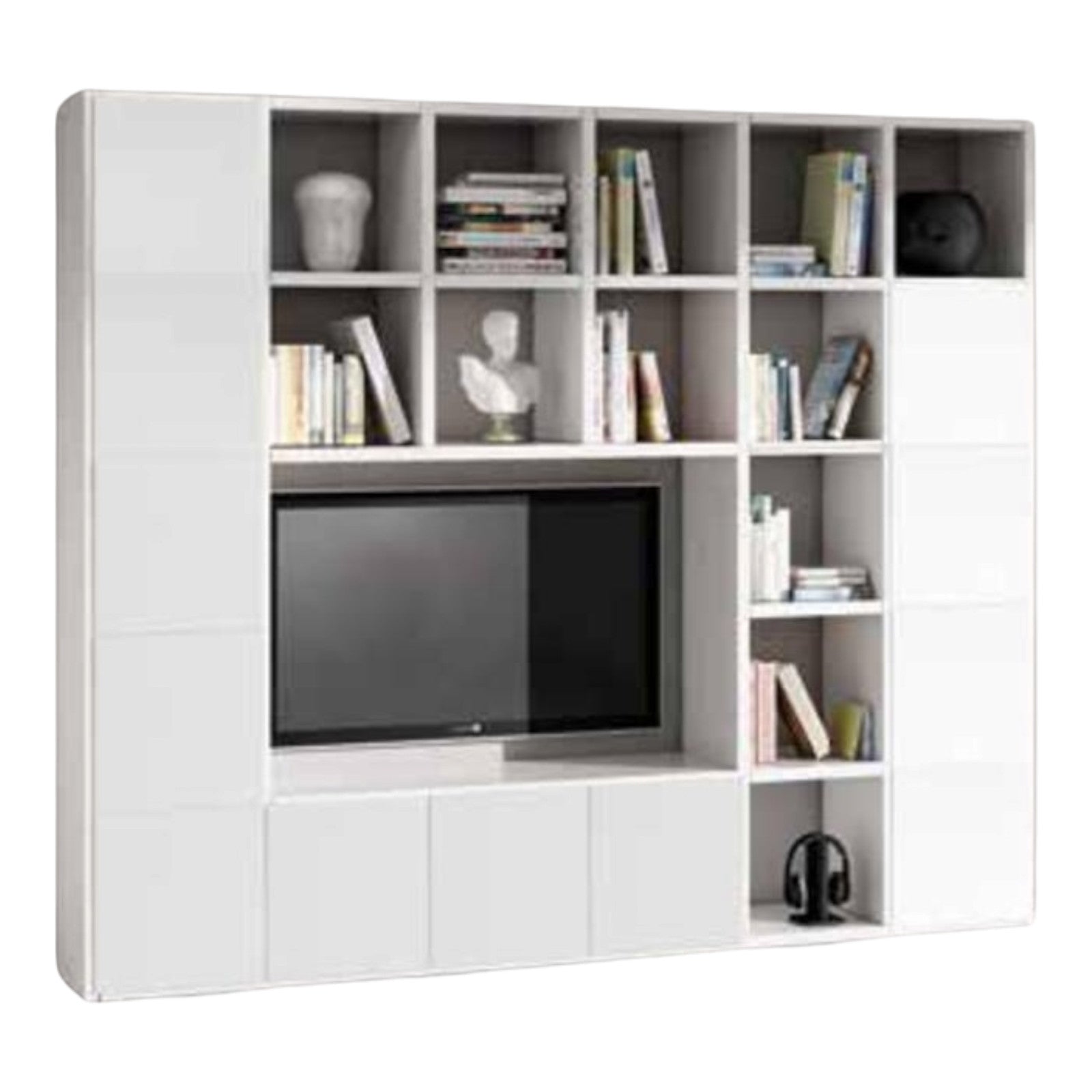 Libreria porta tv moderna frassino bianco l261 p30 h218