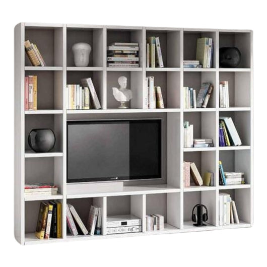 Libreria porta tv moderna frassino bianco - salotto l261 p30 h218 - Mobili 2G