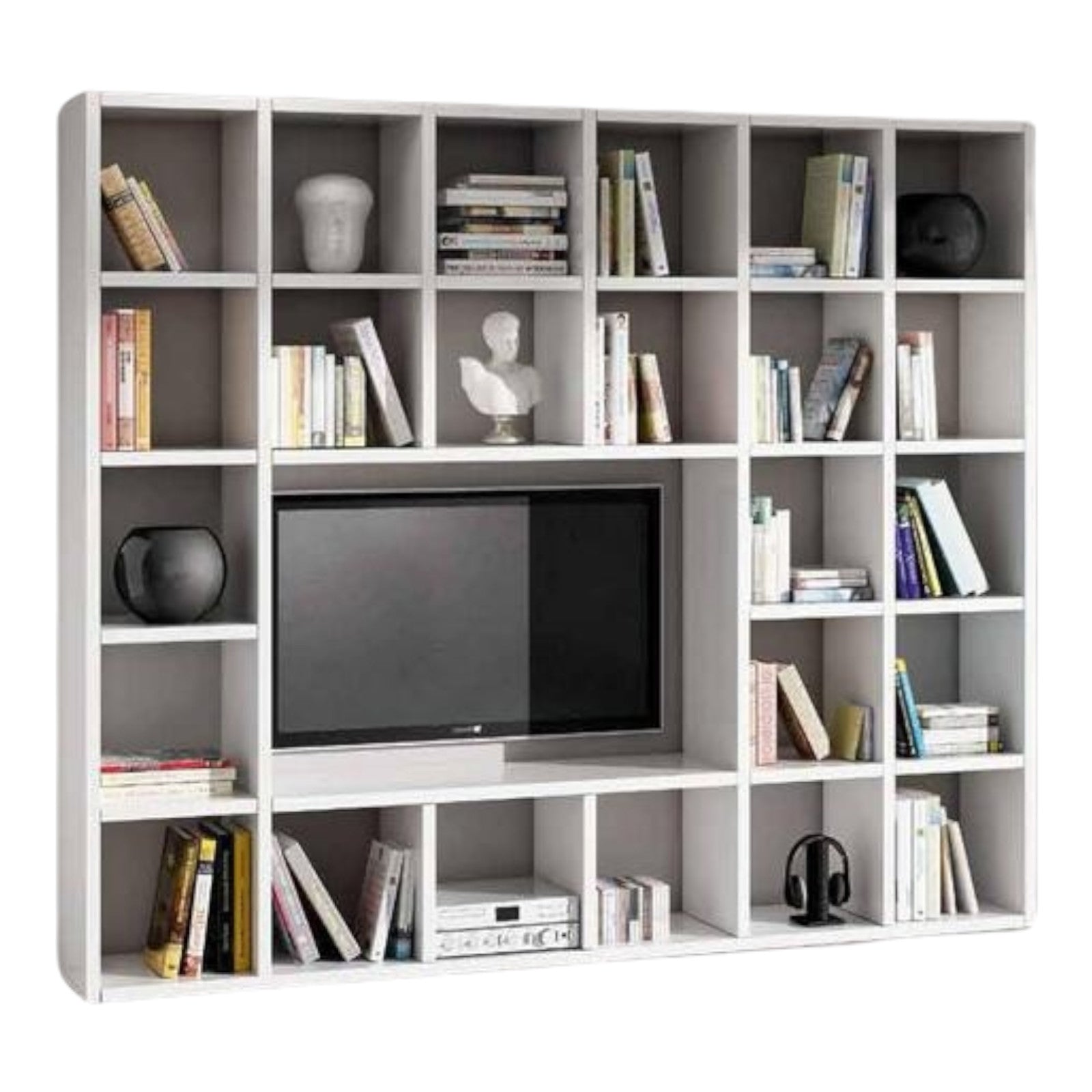 Libreria porta tv moderna frassino bianco - salotto l261 p30 h218 - Mobili 2G