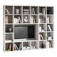 Libreria porta tv moderna frassino bianco - salotto l261 p30 h218 - Mobili 2G