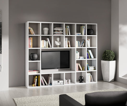 Libreria porta tv moderna frassino bianco - salotto l261 p30 h218 - Mobili 2G