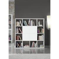 Libreria porta tv moderna laminato bianco frassino  l.175 p.30 h.175