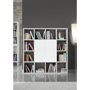 Libreria porta tv moderna laminato bianco frassino  l.175 p.30 h.175