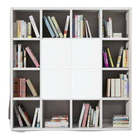 Libreria porta tv moderna laminato bianco frassino  l.175 p.30 h.175
