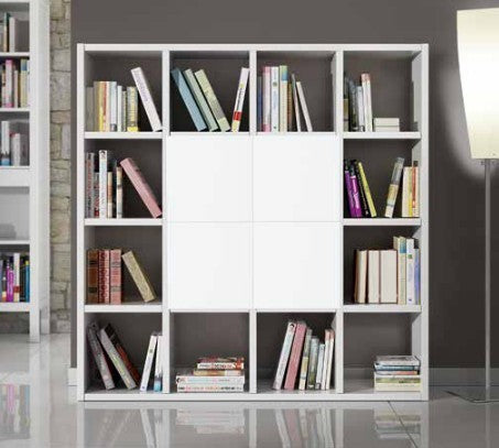 Libreria porta tv moderna laminato bianco frassino  l.175 p.30 h.175