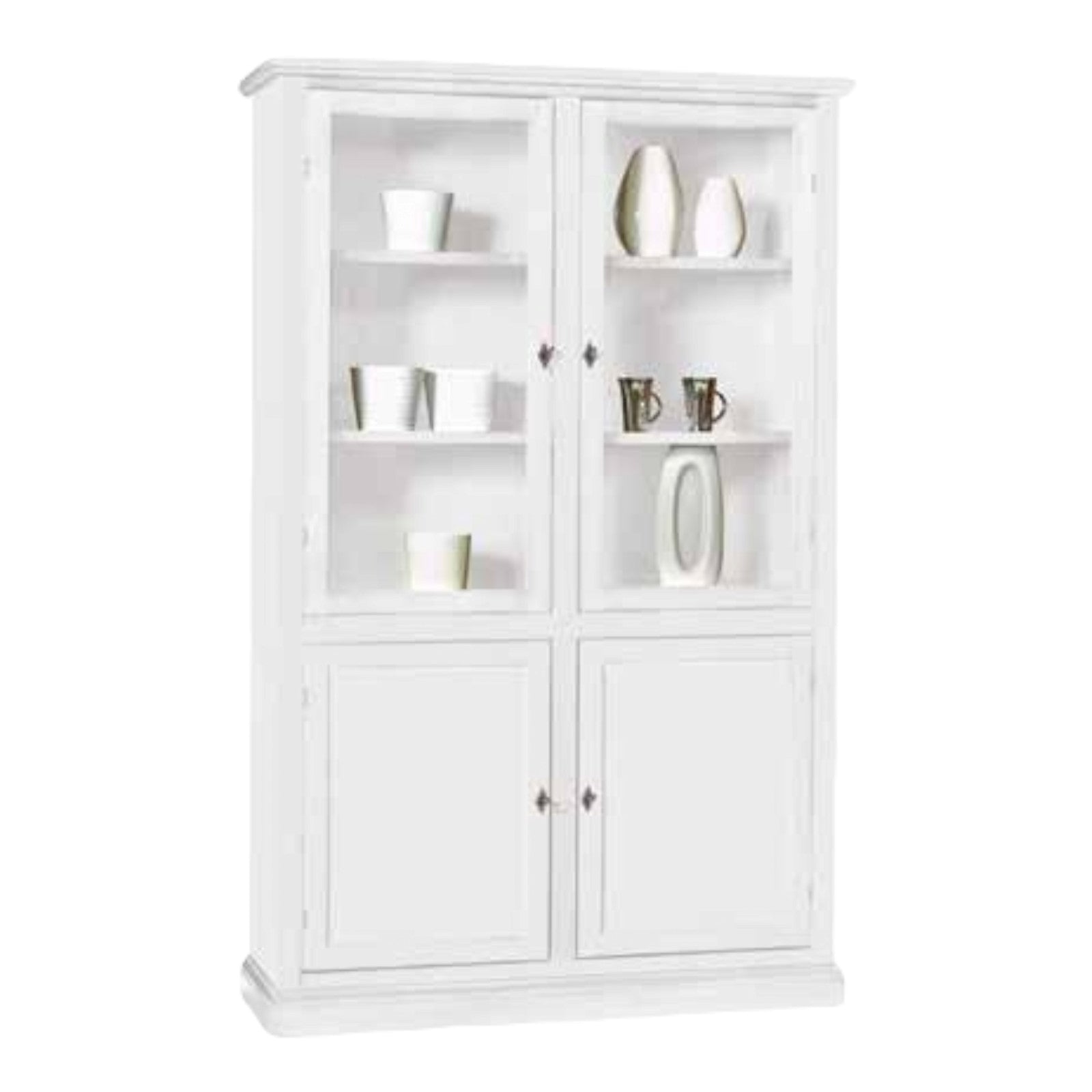 Libreria vetrina classica in legno bianco 120x41x187h (1390) - Mobili 2G