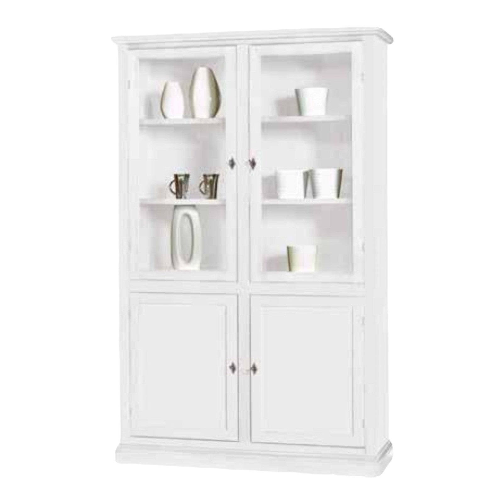 Libreria vetrina classica in legno bianco 120x41x187h (1390) - Mobili 2G
