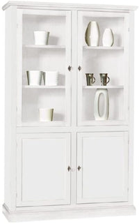 Libreria vetrina classica in legno bianco 120x41x187h (1390) - Mobili 2G