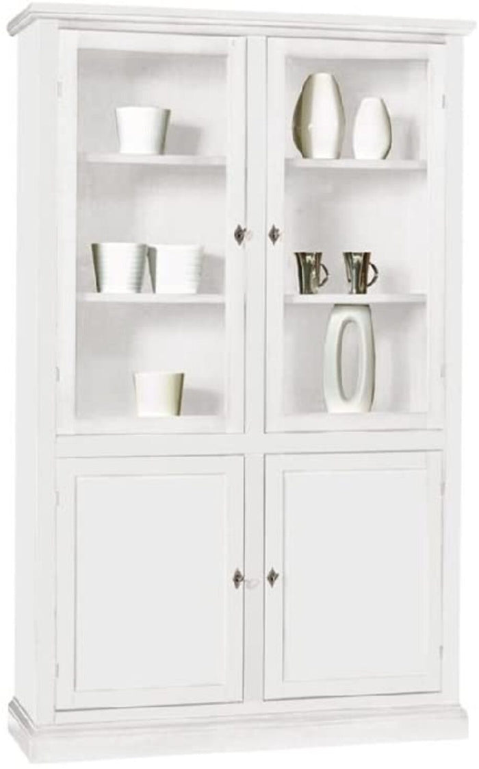 Libreria vetrina classica in legno bianco 120x41x187h (1390) - Mobili 2G