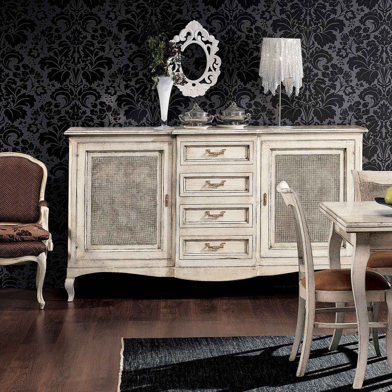 Madia 2 porte 4 cassetti paglia di vienna shabby 200x52x113 - Mobili 2G
