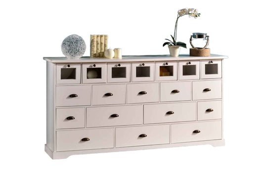 Madia credenza 12 cassetti in legno bianco opaco l.180 p.40 h.90
