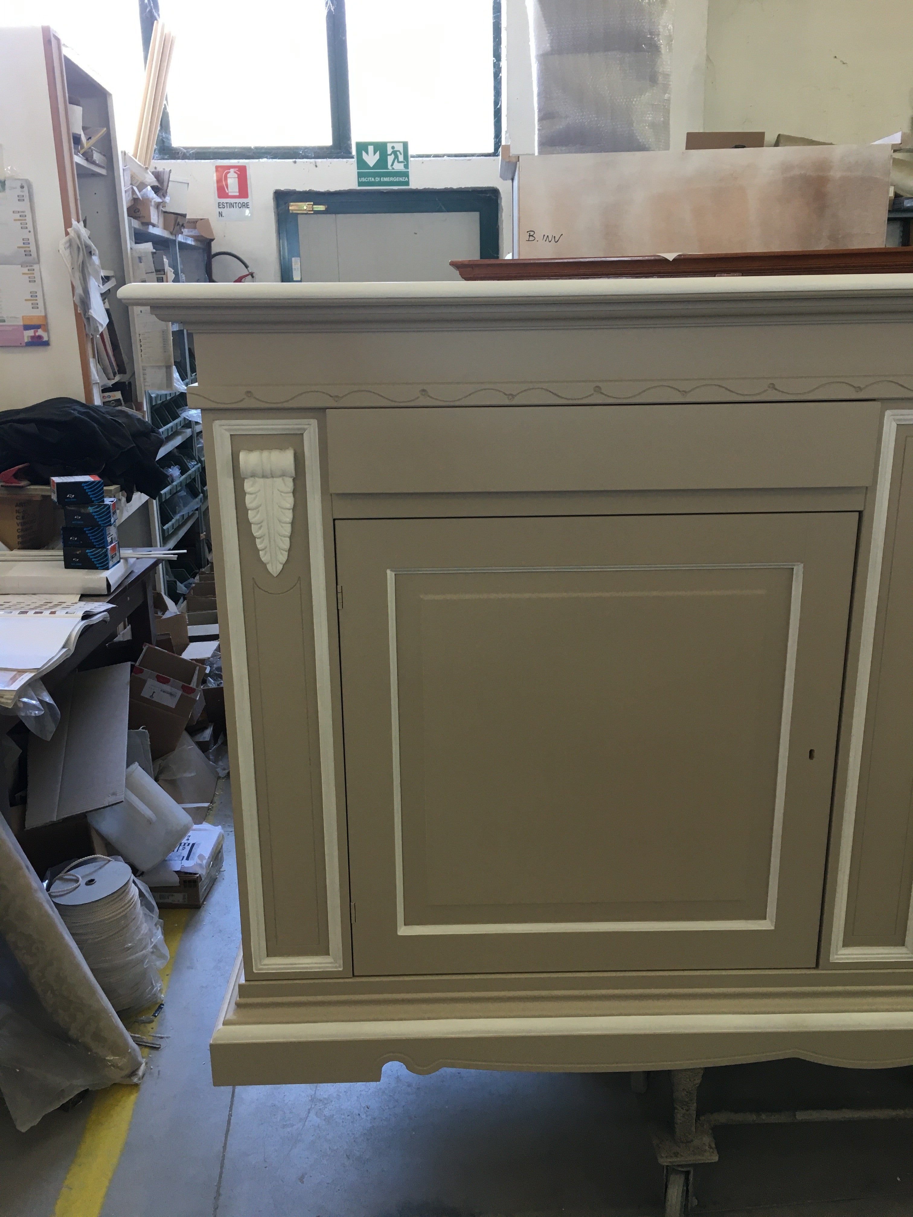 Madia credenza 2 ante 2 in legno tortora/bianco 213x54x124