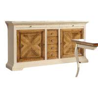 Madia credenza 2 ante 6 cassetti in legno avorio/noce l.210 p.53 h. 115 - Mobili 2G