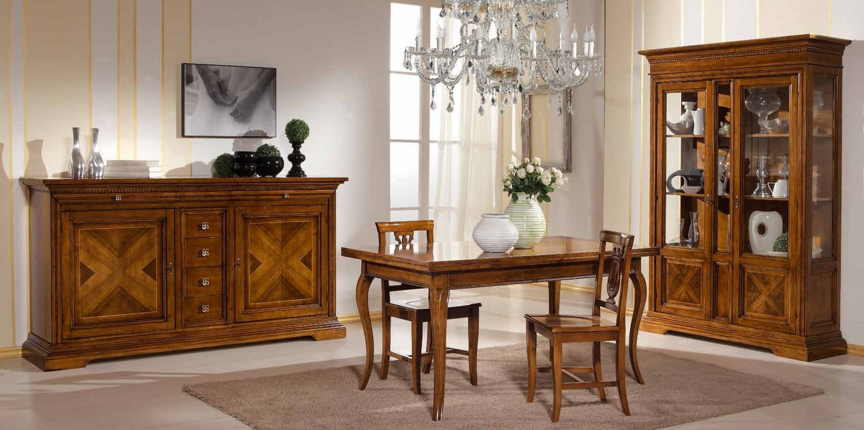 Madia credenza 2 ante 6 cassetti noce bassano l.210 p.53 h. 115