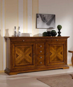 Madia credenza 2 ante 6 cassetti noce bassano l.210 p.53 h. 115