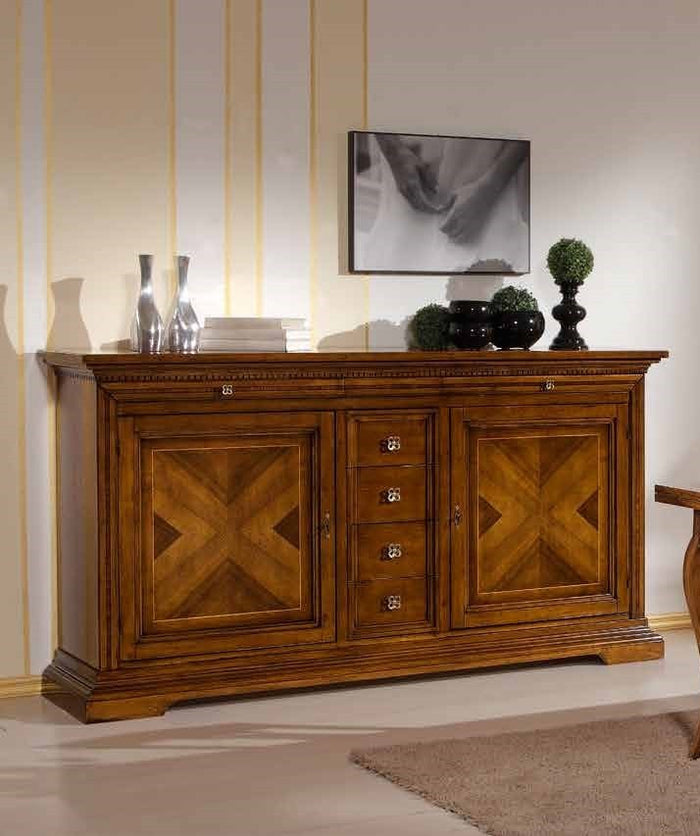 Madia credenza 2 ante 6 cassetti noce bassano l.210 p.53 h. 115