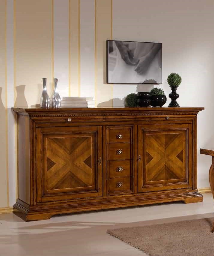 Madia credenza 2 ante 6 cassetti noce bassano l.210 p.53 h. 115