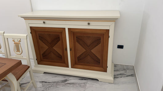 Madia credenza 2 ante  in legno avorio/noce  l.160 p.53 h. 115 - Mobili 2G