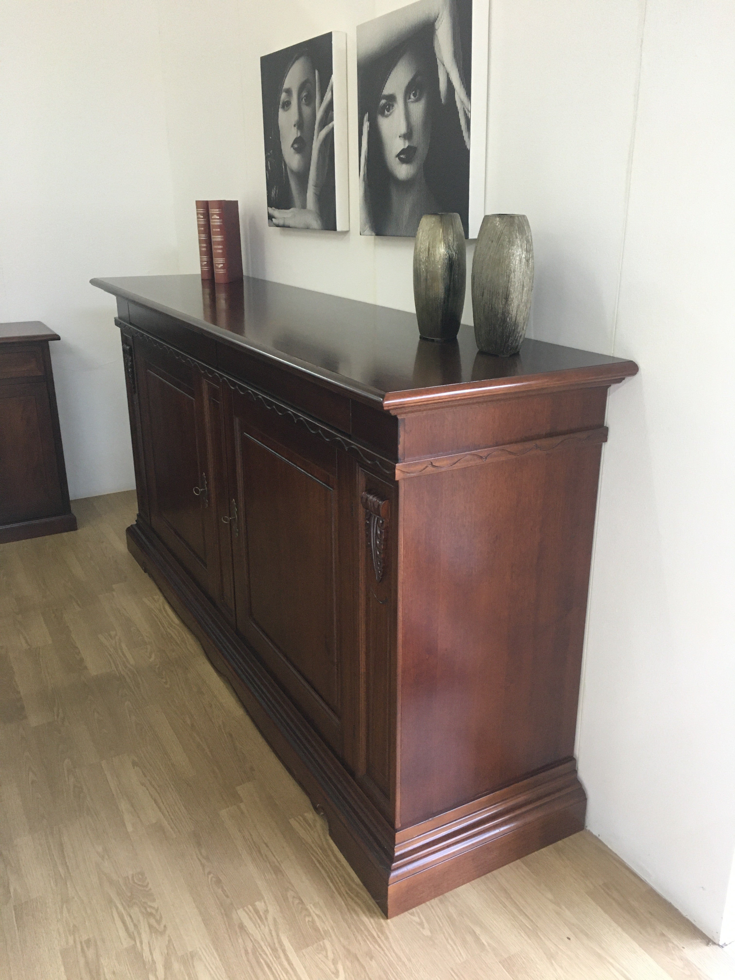 Madia credenza 2 ante in legno tinta noce l 213xp55xh109 - Mobili 2G