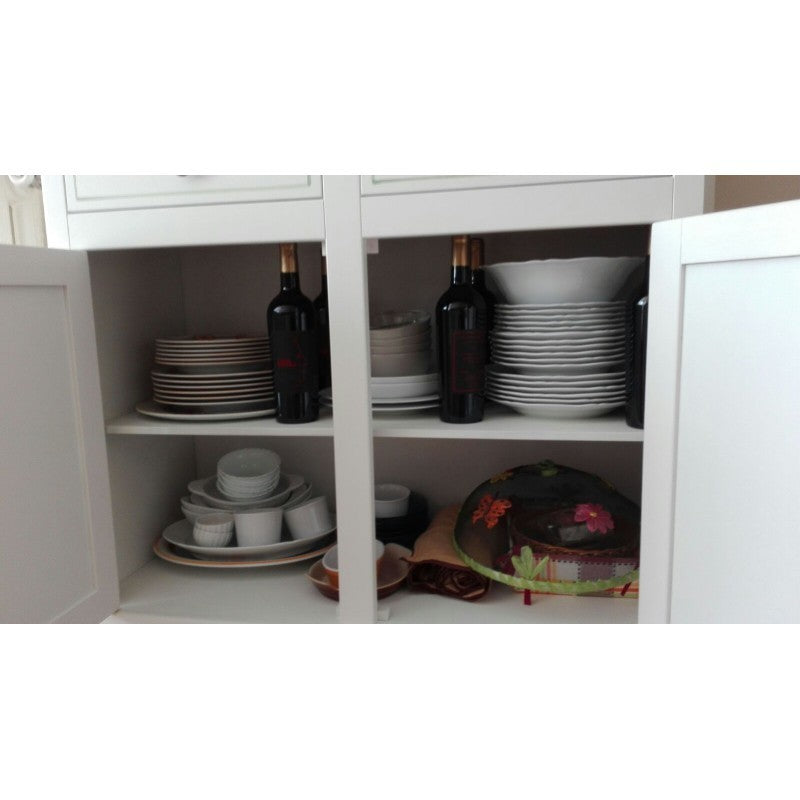 Madia credenza 2 ante napoletana bianco decori e profili verdi  l.104 p.43 h.98 (500) - Mobili 2G