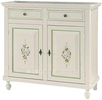 Madia credenza 2 ante napoletana bianco decori e profili verdi  l.104 p.43 h.98 (500) - Mobili 2G