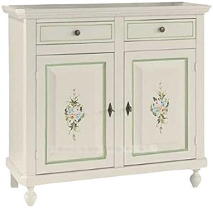 Madia credenza 2 ante napoletana bianco decori e profili verdi  l.104 p.43 h.98 (500) - Mobili 2G