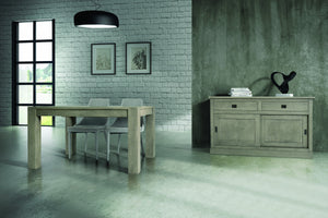Madia credenza 2 ante scorrevoli 2 cassetti in rovere patinato 150x50x90h