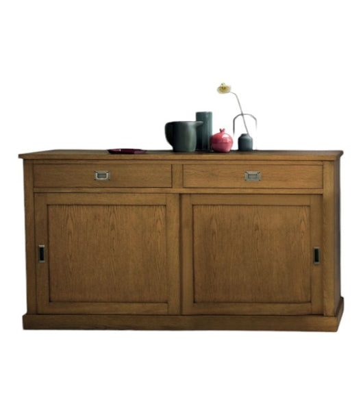 Madia credenza 2 ante scorrevoli 2 cassetti rovere nodato 150x50x90h (1641) - Mobili 2G