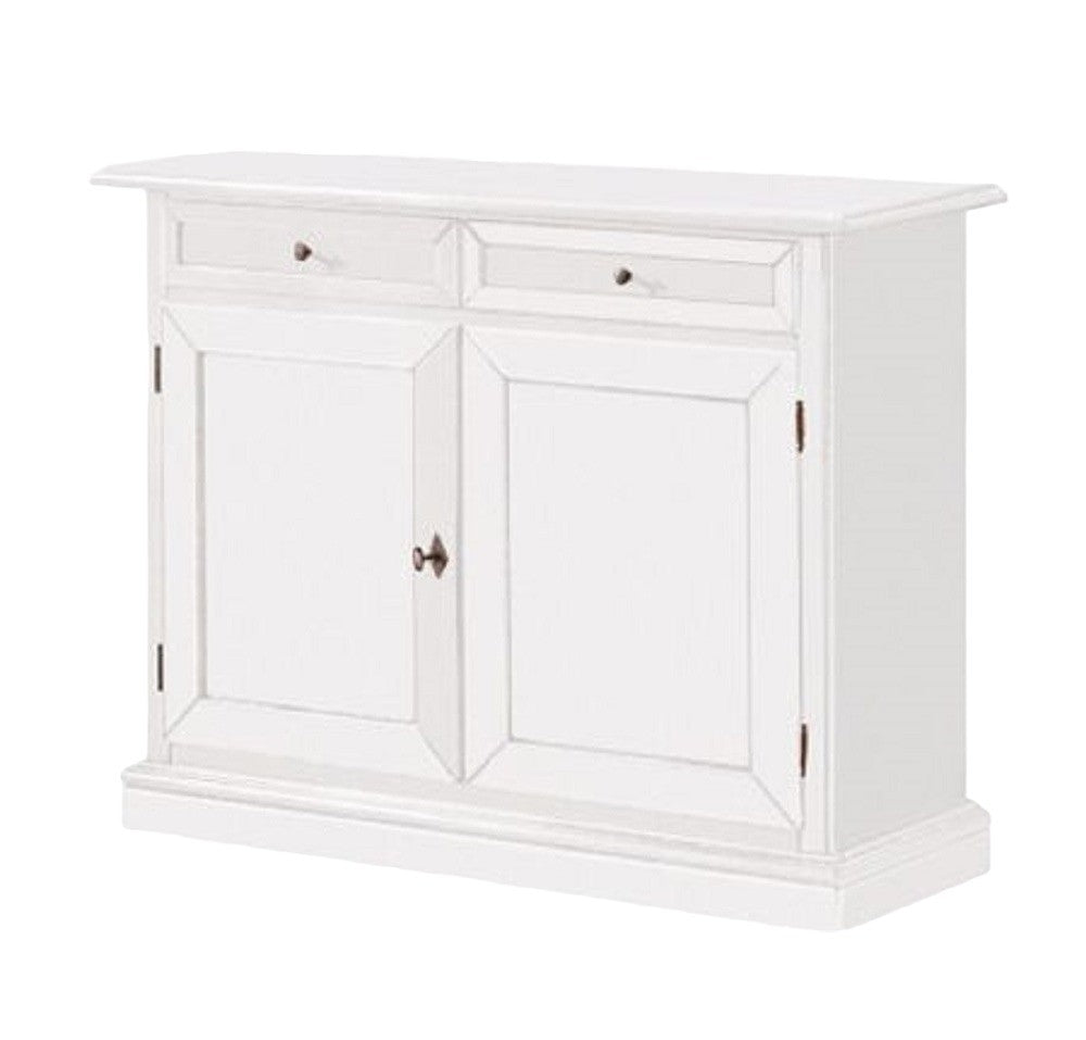 Madia credenza 2 porte arte povera in legno bianco 105x42x85