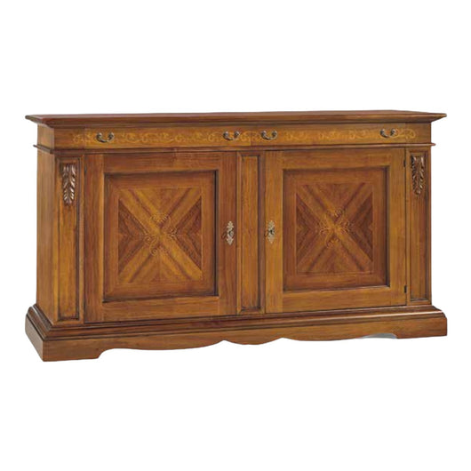 Madia credenza 2 porte in legno arte povera tinta bassano l.213 p.55 h.115 (487) - Mobili 2G