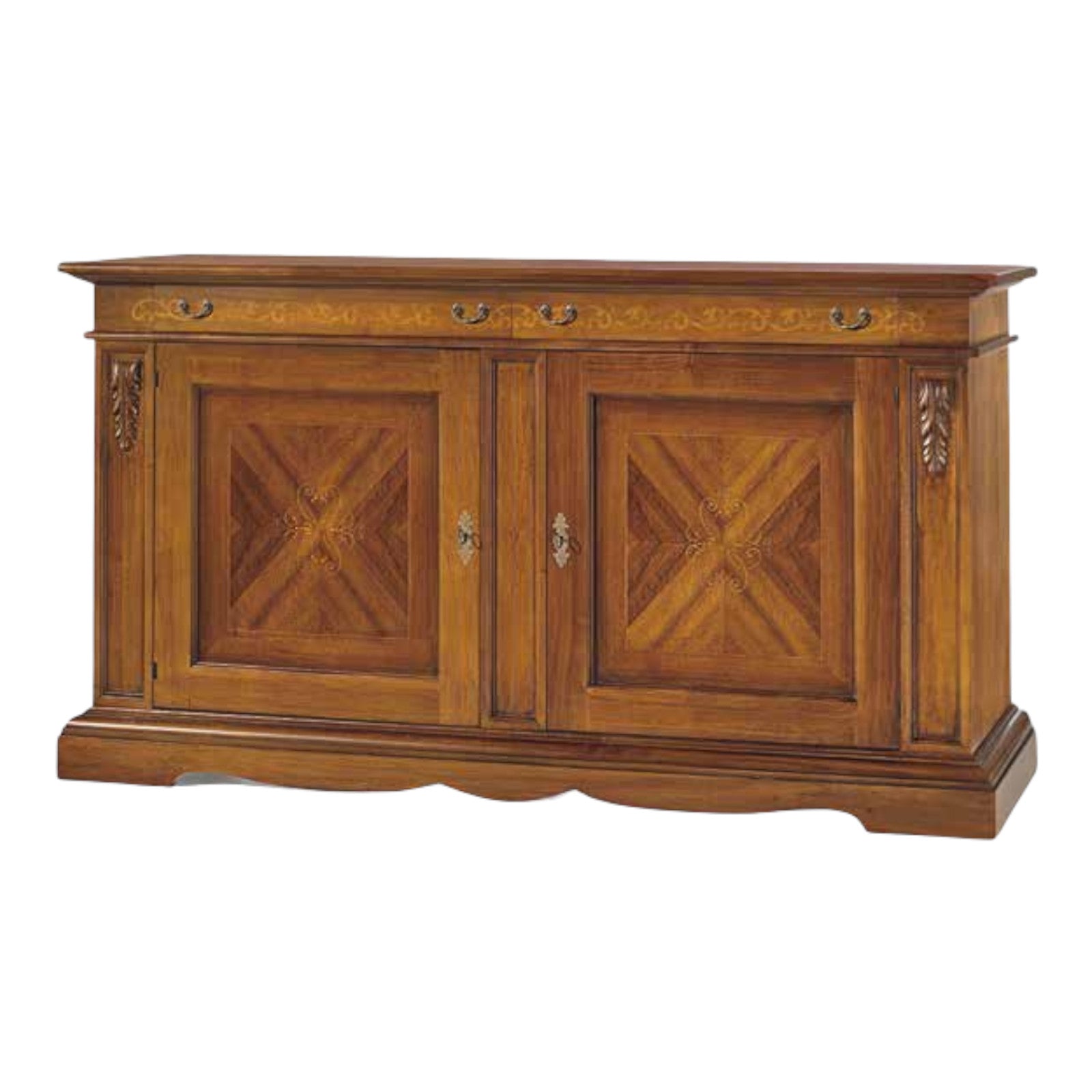 Madia credenza 2 porte in legno arte povera tinta bassano l.213 p.55 h.115 (487) - Mobili 2G