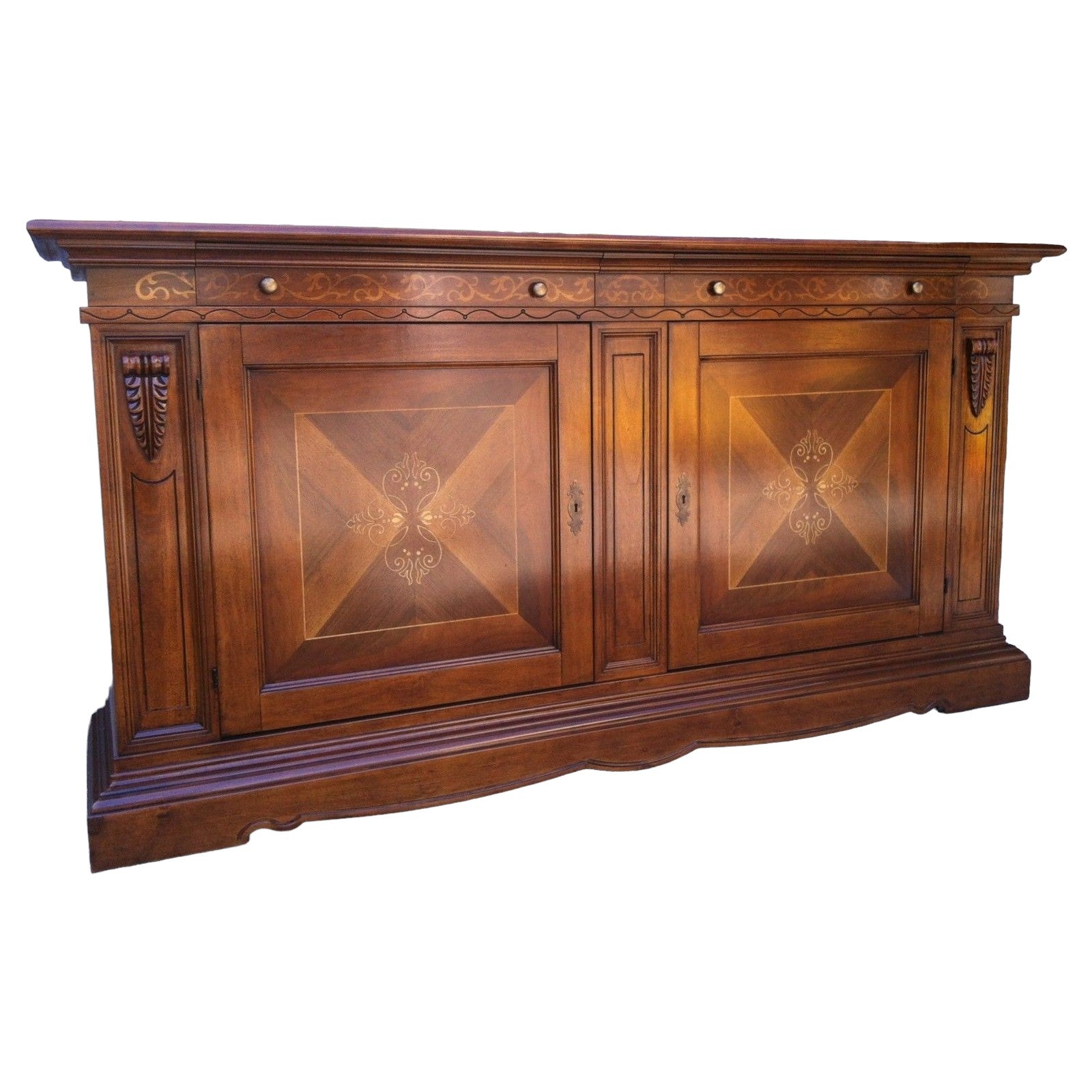 Madia credenza 2 porte in legno arte povera tinta bassano l.213 p.55 h.115 (487) - Mobili 2G