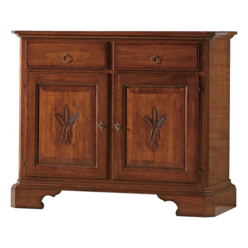 Madia credenza 2 porte in legno massello tinta noce 114x49x95 - Mobili 2G