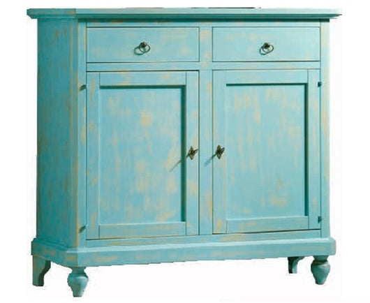 Madia credenza 2 porte in legno shabby chic azzurro consumato 112x49x98 - Mobili 2G