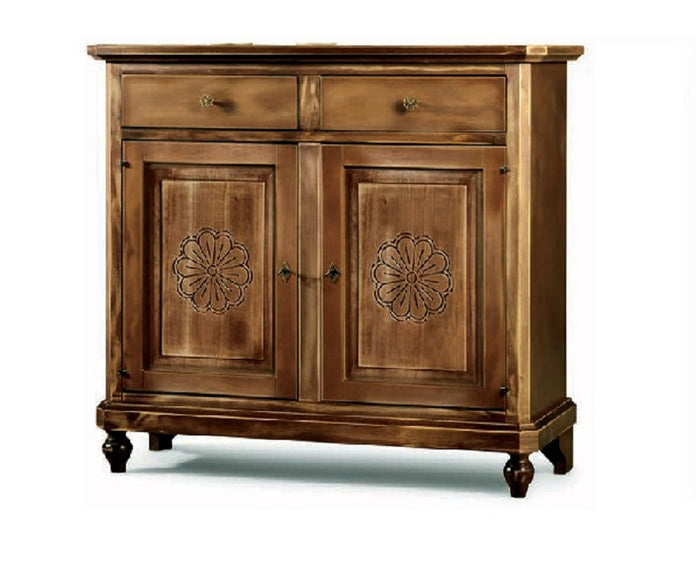 Madia credenza 2 porte in legno shabby chic noce consumato 104x43x98