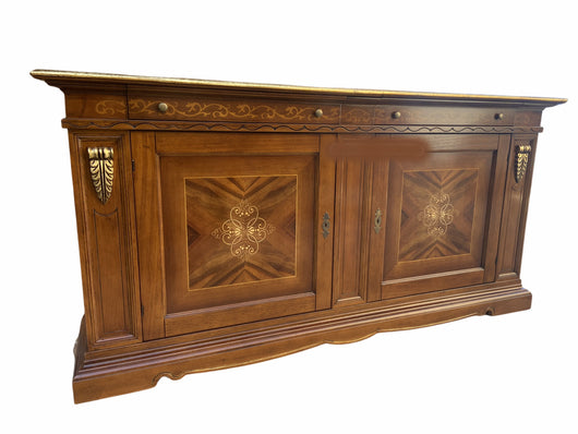 Madia credenza 2 porte in legno tinta bassano/foglia oro 213x55x115