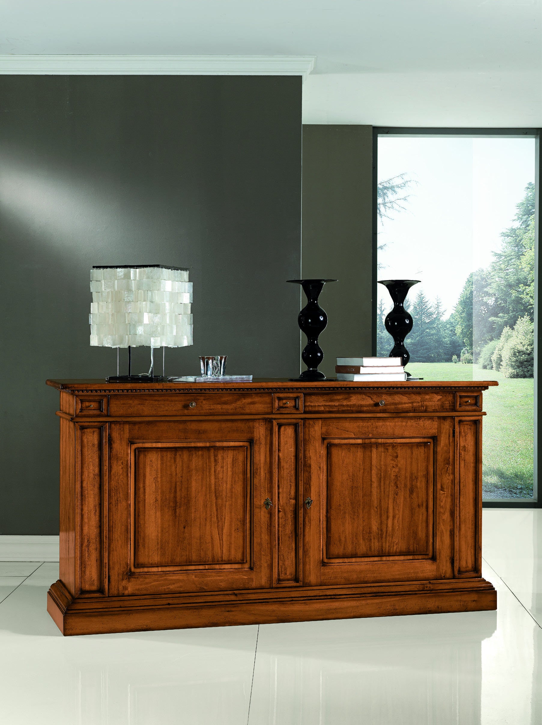 Madia credenza 2 porte in legno tinta noce l.213 p.55 h.115