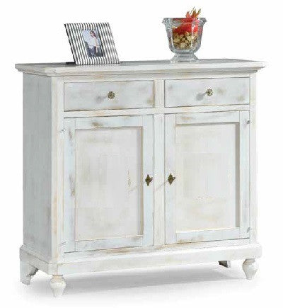 Madia credenza 2 porte legno shabby chic bianco consumato 112 x49x98