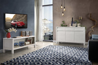 Madia credenza 3 ante 3 shabby bianco in legno massello di abete 150x50x95 (3321) - Mobili 2G