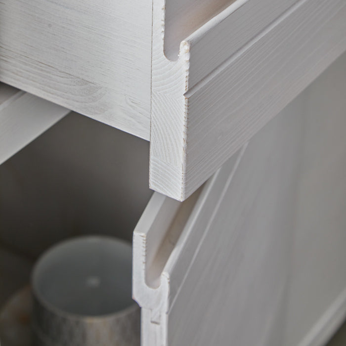 Madia credenza 3 ante 3 shabby bianco in legno massello di abete 150x50x95 (3321) - Mobili 2G